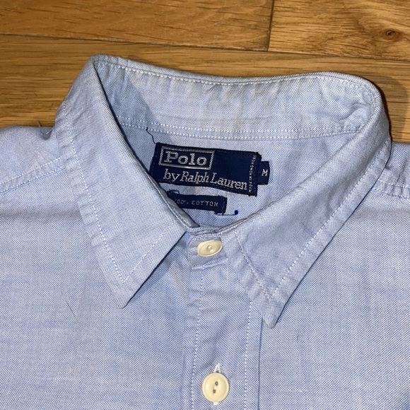 Vintage Polo Ralph Lauren Mens Cotton Blue Chambray Button Down size M - Picture 4 of 12